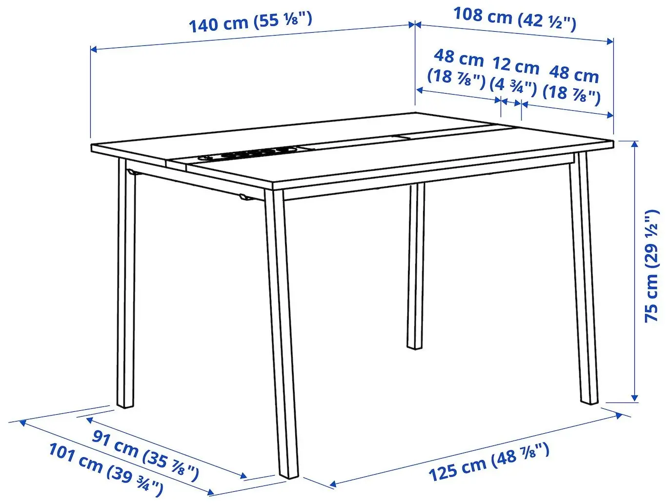 Masa pentru conferinte Ikea Mittzon 140x108x75 (Furnir Frasin/Negru vopsit/Alb)