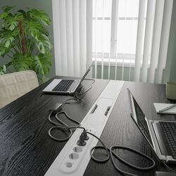 Masa pentru conferinte Ikea Mittzon 140x108x75 (Furnir Frasin/Negru vopsit/Alb) Thumb