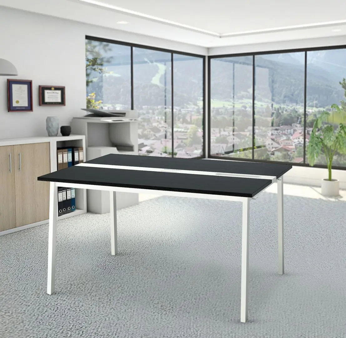 Masa pentru conferinte Ikea Mittzon 140x108x75 (Furnir Frasin/Negru vopsit/Alb)