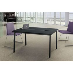 Стол для конференций Ikea Mittzon 140x108x75 (Ясеневый шпон/Черная морилка/Черный)