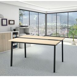 Стол для конференций Ikea Mittzon 140x108x75 (Ясеневый шпон/Черный)