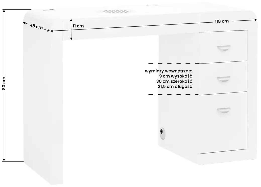 Masa manichiură cu aspirator Activeshop 312 141617 Left (White)