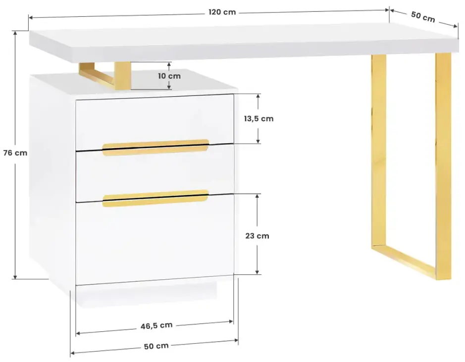 Masa de manichiura Activeshop 3311G 146657 (Gold/White)