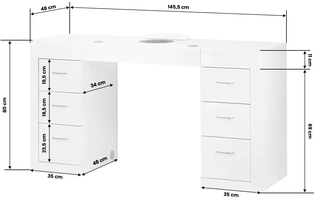 Masa manichiură cu aspirator Activeshop 324 150940 (White) - 9