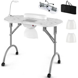 Masa de manichiura pliabila Costway HB87880DE-WH (White/Grey) Thumb