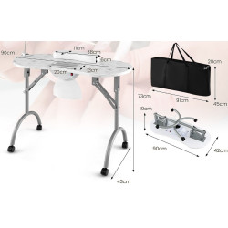 Masa de manichiura pliabila Costway HB87880DE-WH (White/Grey) Thumb