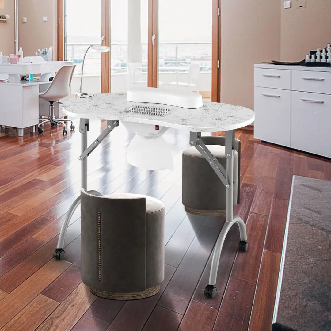 Masa de manichiura pliabila Costway HB87880DE-WH (White/Grey)