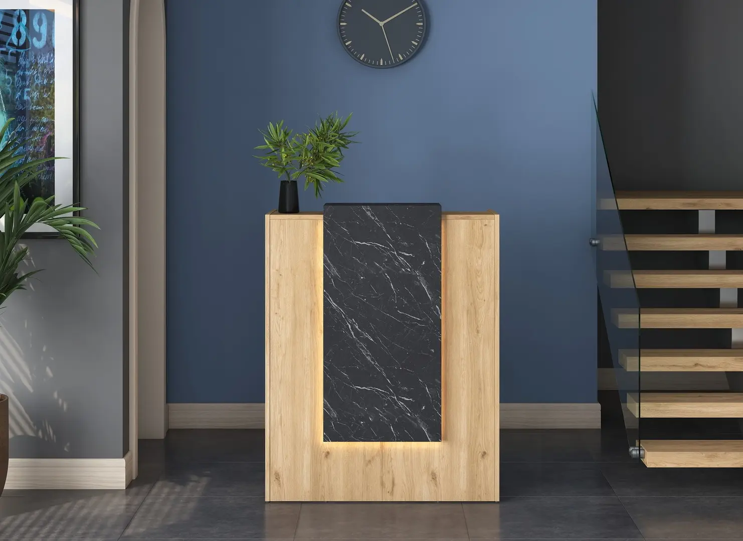 Birou de receptie Mirage Meble MA101 2925 (Walnut/Black Marble)