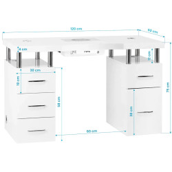 Стол маникюрный с вытяжкой Momo L03 151032 (White/Chrome) Thumb