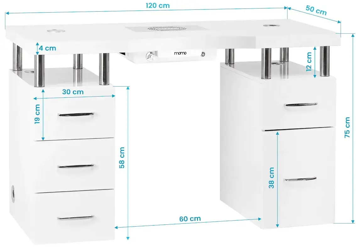 Стол маникюрный с вытяжкой Momo L03 151032 (White/Chrome) - 16
