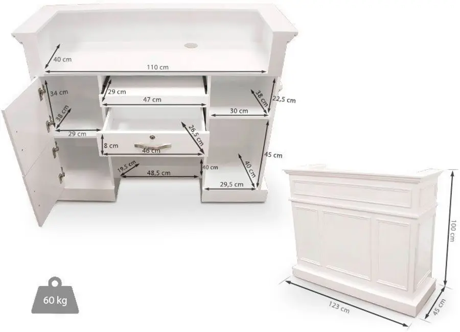 Birou de receptie Quirumed 359-HKT445 (White) - 4
