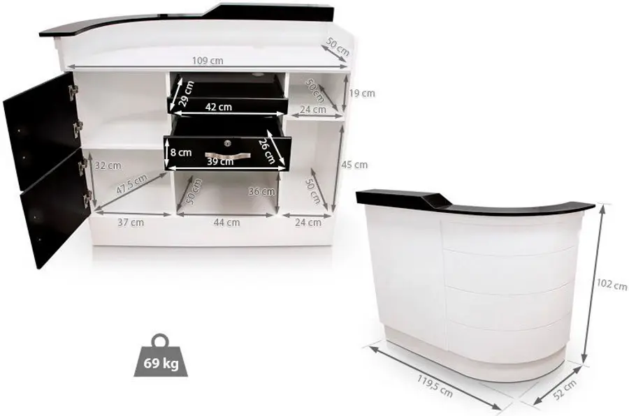Стол-ресепшн Quirumed 359-HKT453 (White/Black) - 4