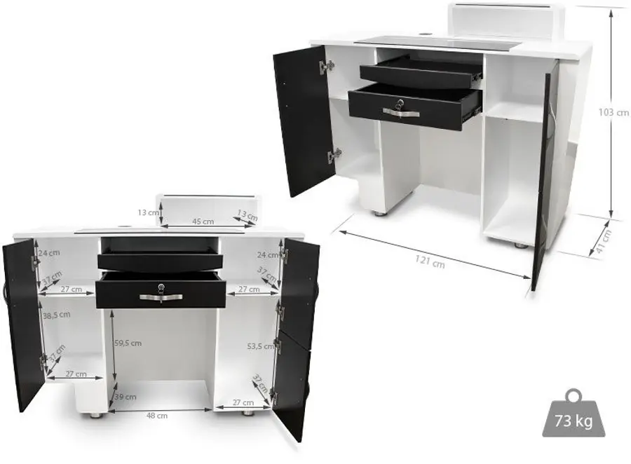 Birou de receptie Quirumed 359-HKT454 (White/Black) - 5