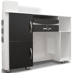 Birou de receptie Quirumed 359-HKT457 (White/Black/Silver) Thumb