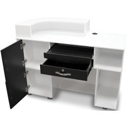 Birou de receptie Quirumed 359-HKT457 (White/Black/Silver) Thumb