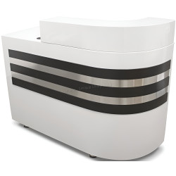 Birou de receptie Quirumed 359-HKT457 (White/Black/Silver)