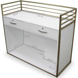Birou de receptie Quirumed 359-HKT855 (White/Gold) Thumb