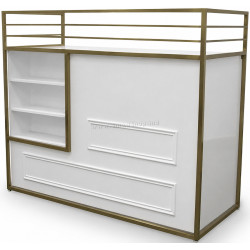 Birou de receptie Quirumed 359-HKT855 (White/Gold)