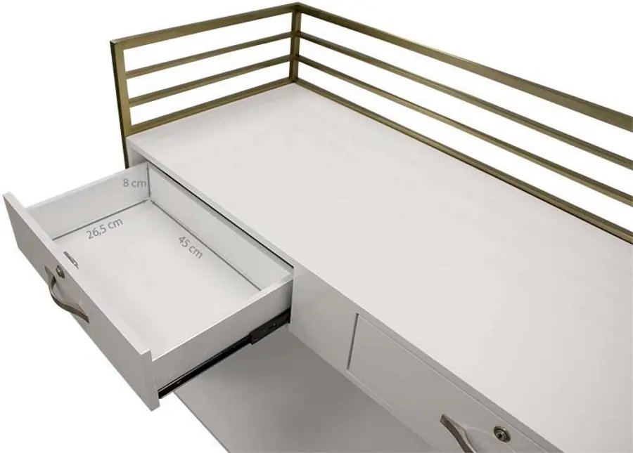 Birou de receptie Quirumed 359-HKT855 (White/Gold) - 4