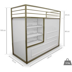 Birou de receptie Quirumed 359-HKT855 (White/Gold) Thumb