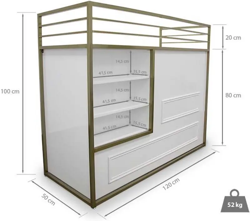 Birou de receptie Quirumed 359-HKT855 (White/Gold) - 5