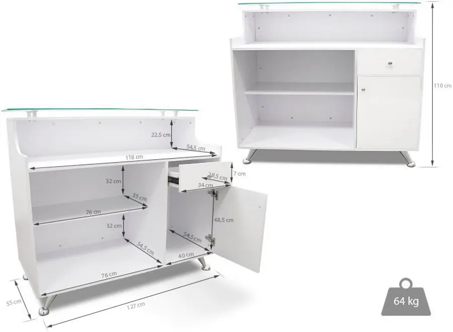 Birou de receptie Quirumed 360-DP3305-BL (White) - 3