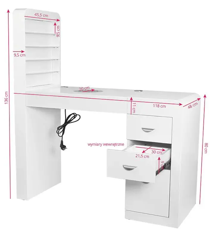 Masa manichiură Activeshop 310 Left (White)