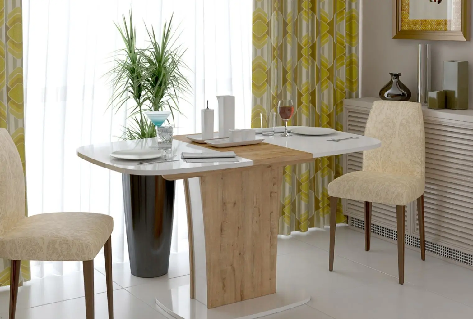 Стол раскладной BonMebel Bergamo 2 (Бунратти/Белый Глянец)