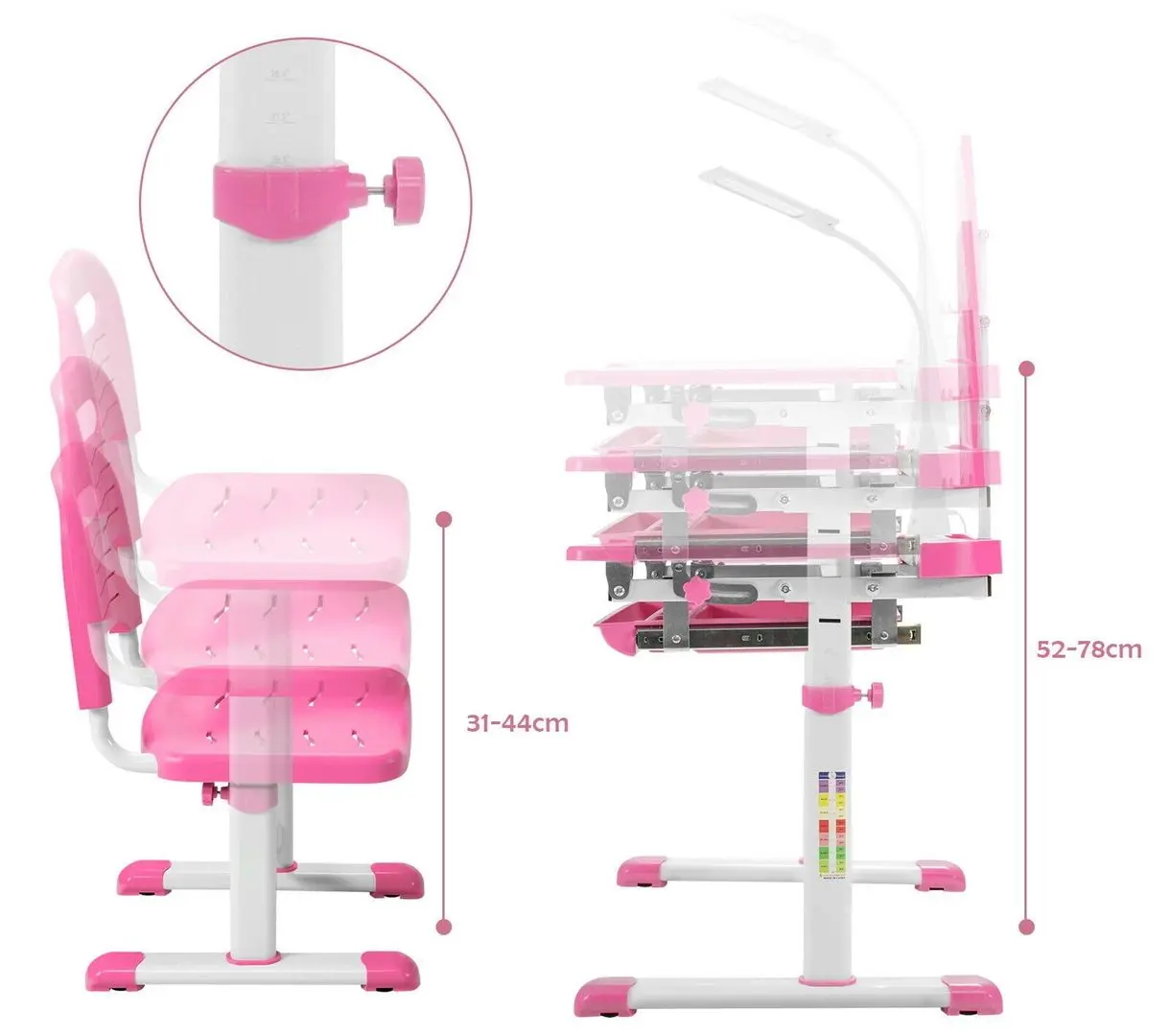 Set masa+scaun Costway HW67622PI (Pink)