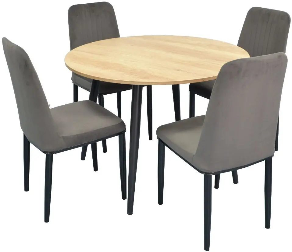 Masa rotunda Evelin DT-402-2 PAL (Stejar Nebraska/Negru)