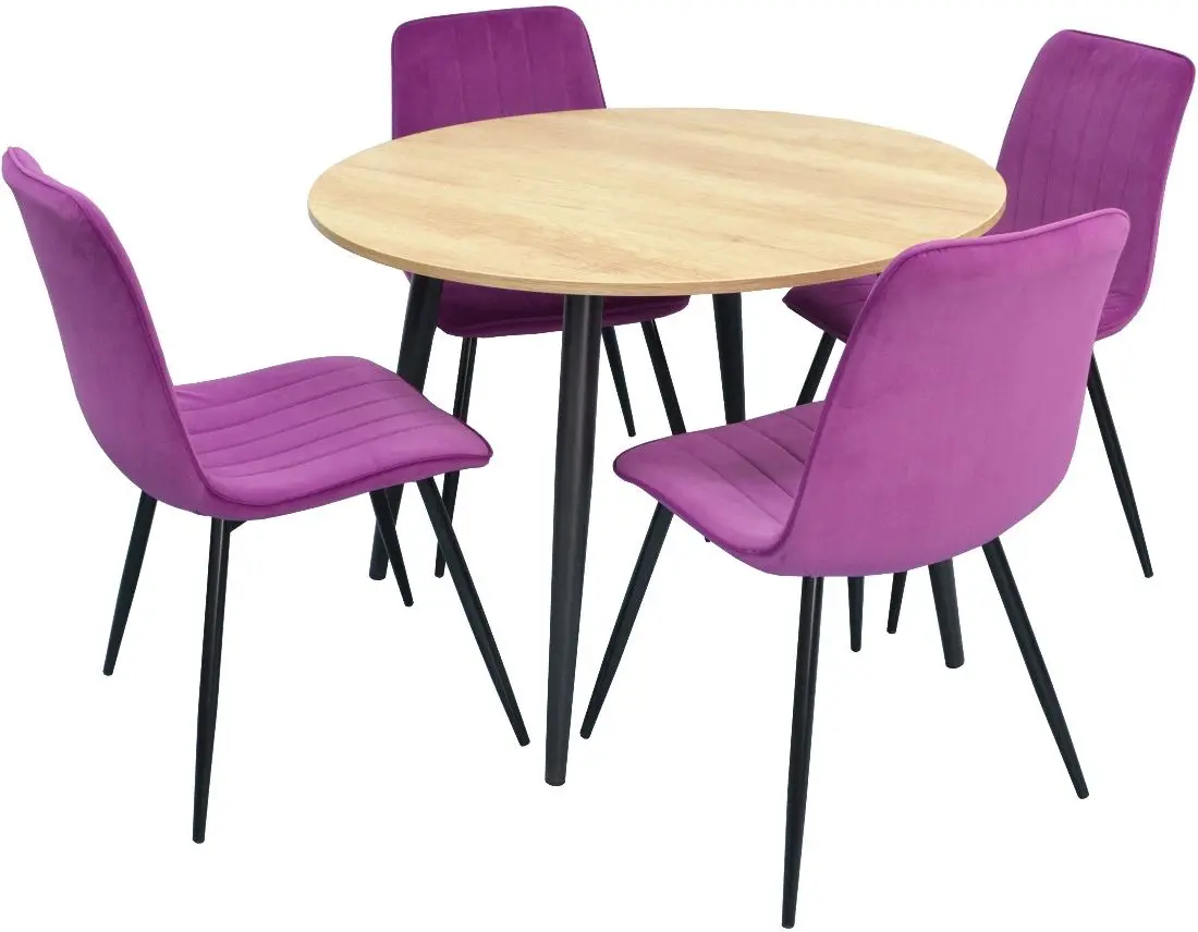 Masa rotunda Evelin DT-402-2 PAL (Stejar Nebraska/Negru)