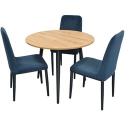 Masa rotunda Evelin DT-404-2 PAL (Stejar Nebraska/Negru) Thumb