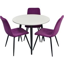 Masa rotunda Evelin DT-404-3 PAL (Alb Mat/Negru) Thumb