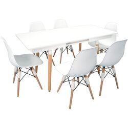 Masa extensibila Evelin DT-432-1 PAL (Alb mat/Lemn) Thumb