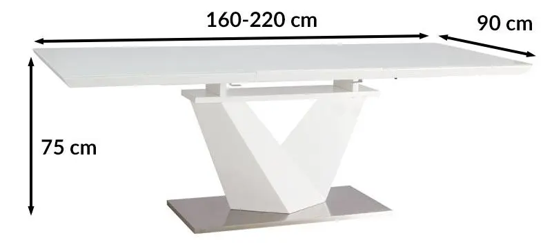 Masa plianta Signal Alaras III 160x90 (White/White Laquer)