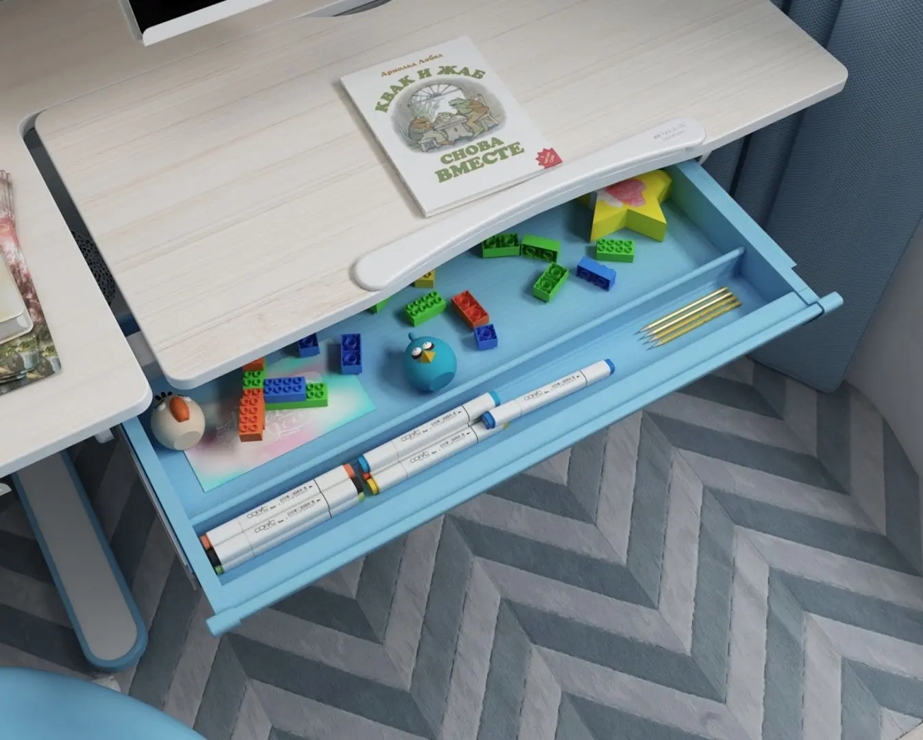 Masa cu mecanism de ridicare Flat Upgrade Kids (Blue)