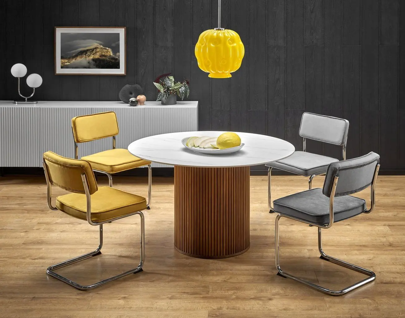 Стол Halmar Bruno (White Marble/Walnut)