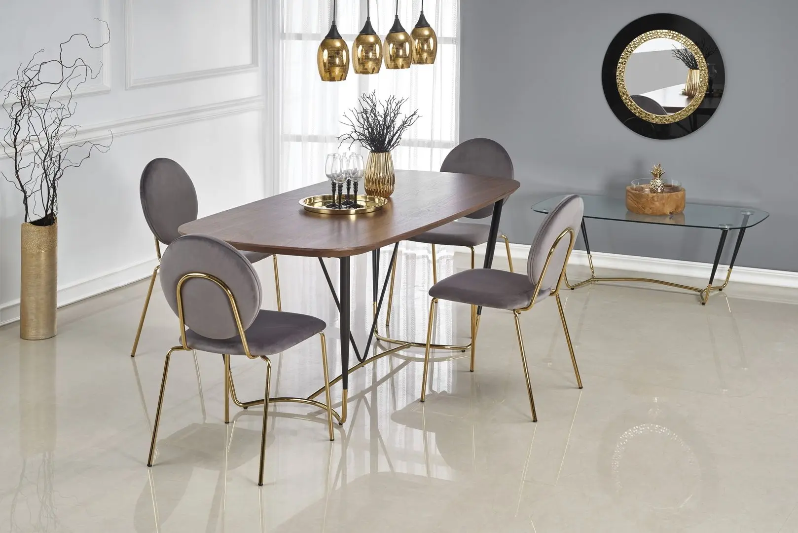 Стол Halmar Manchester (Walnut/Golden) - 7