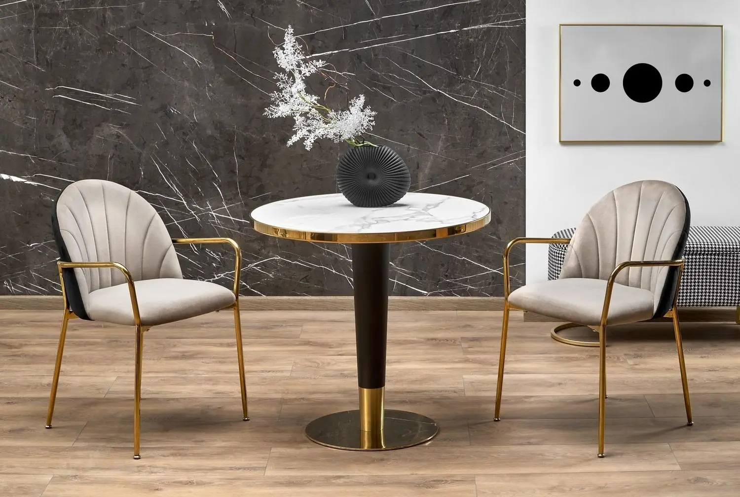 Стол Halmar Morata (White Marble/Black/Gold)