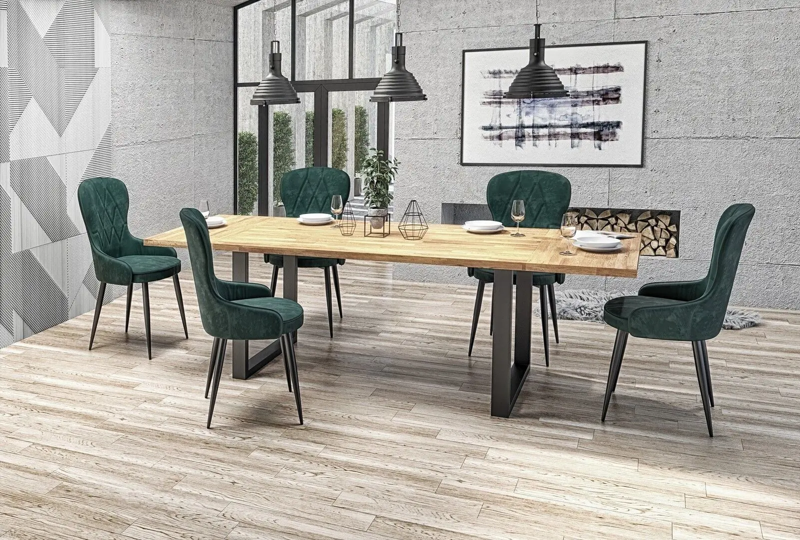 Стол Halmar Radus 160x90cm Solid Wood (Natural Oak/Black) - 4