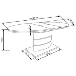 Стол раскладной Halmar Aspen 140/180cm (White) Thumb