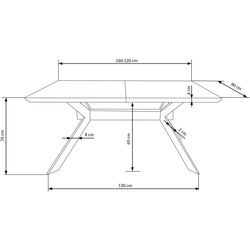 Masa extensibila Halmar Bacardi 160/220cm (Natural Oak/Black) Thumb