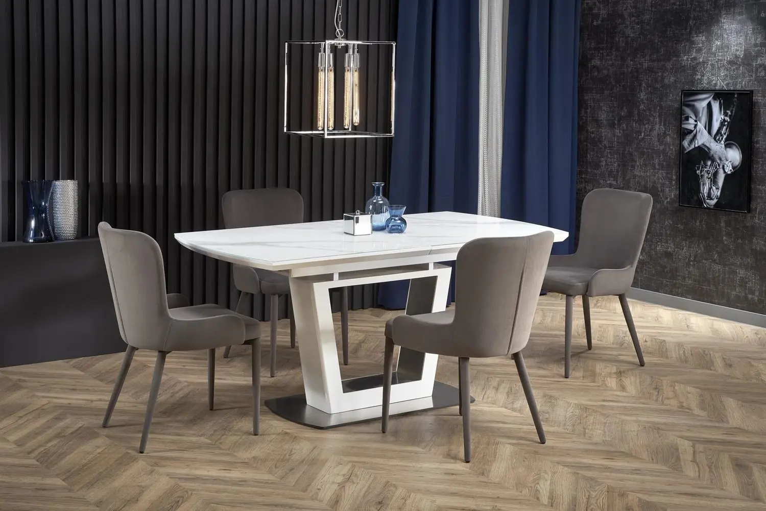 Стол раскладной Halmar Blanco (White Marble/White) - 12