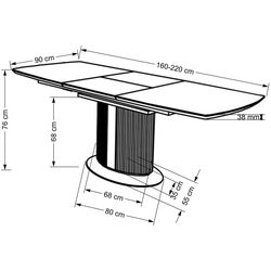 Стол раскладной Halmar Dancan (White Marble/Grey/Black) Thumb