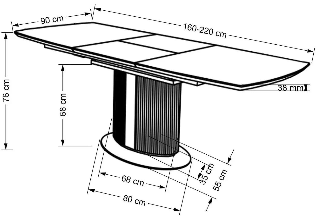 Стол раскладной Halmar Dancan (White Marble/Grey/Black)