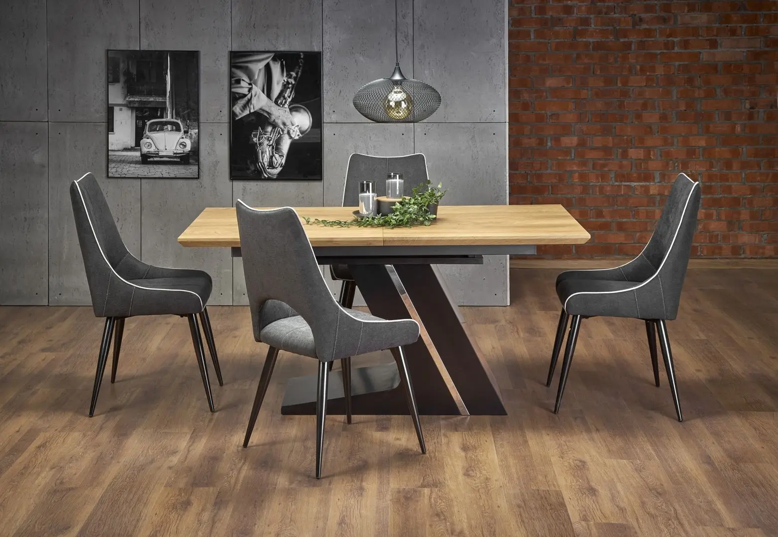 Masa extensibila Halmar Ferguson 160/220cm (Natural Oak/Black) - 10