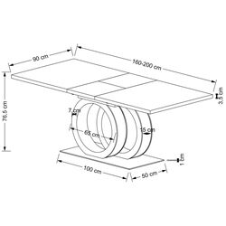 Masa extensibila Halmar Galardo (White/Gold) Thumb
