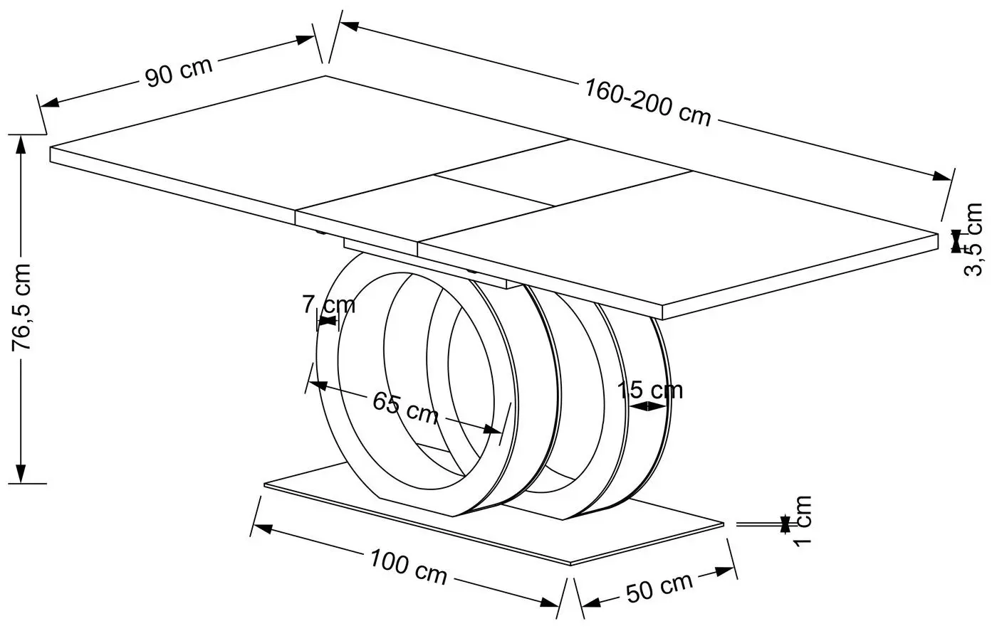Masa extensibila Halmar Galardo (White/Gold)