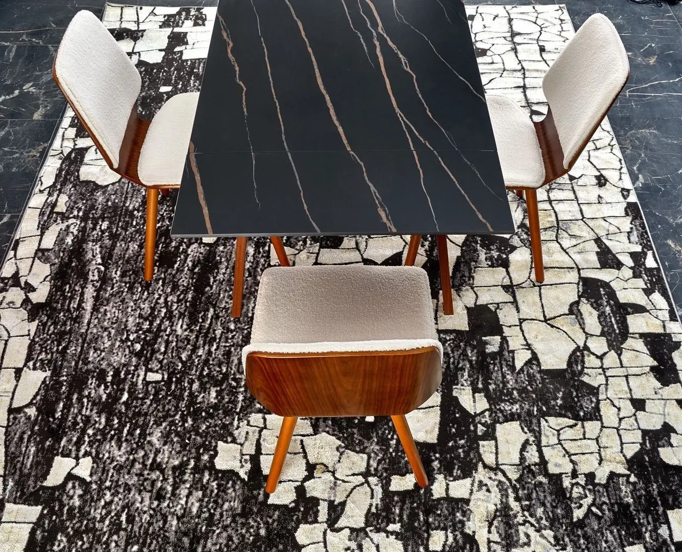 Masa extensibila Halmar Lozano (Black Marble/Walnut)