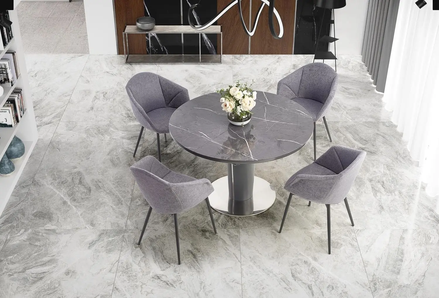 Masa extensibila Halmar Ricardo (Gray Marble/Dark Gray)